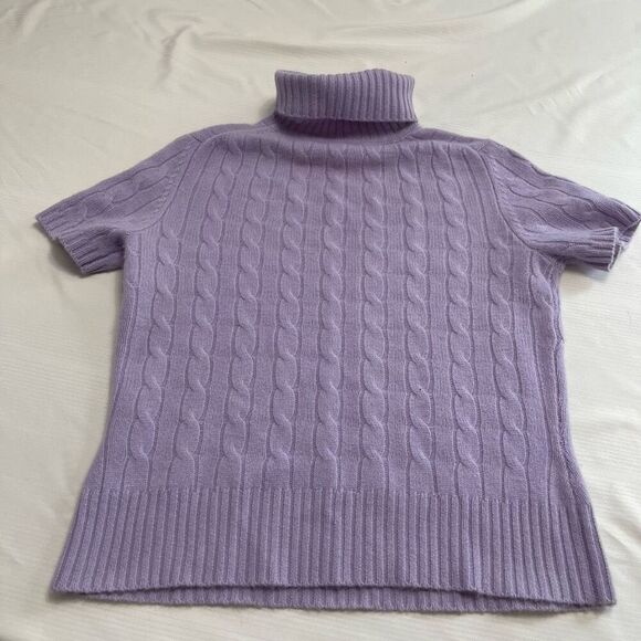 Lord & Taylor Cashmere Purple Lilac Short Sleeve Turtleneck Sweater Size Small - Picture 4 of 5